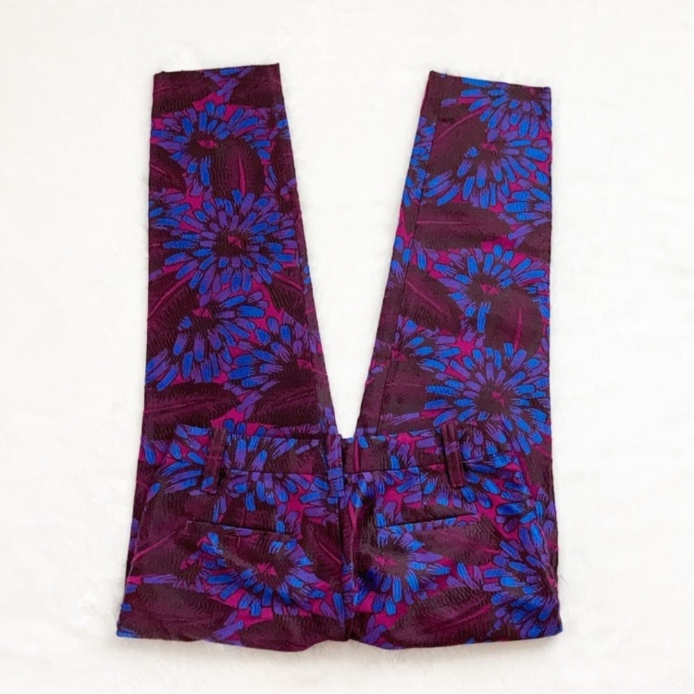 Like New J. Crew Garden Jacquard  Midnight Floral Pant, size 0 - Picture 5 of 7